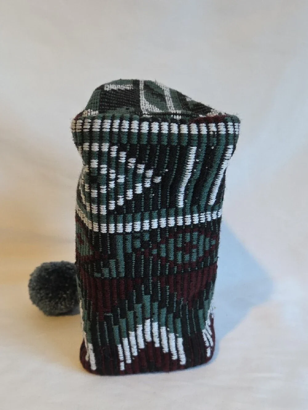 Cost Plus World Market Green, Maroon & White Woven Cosmetic Pouch